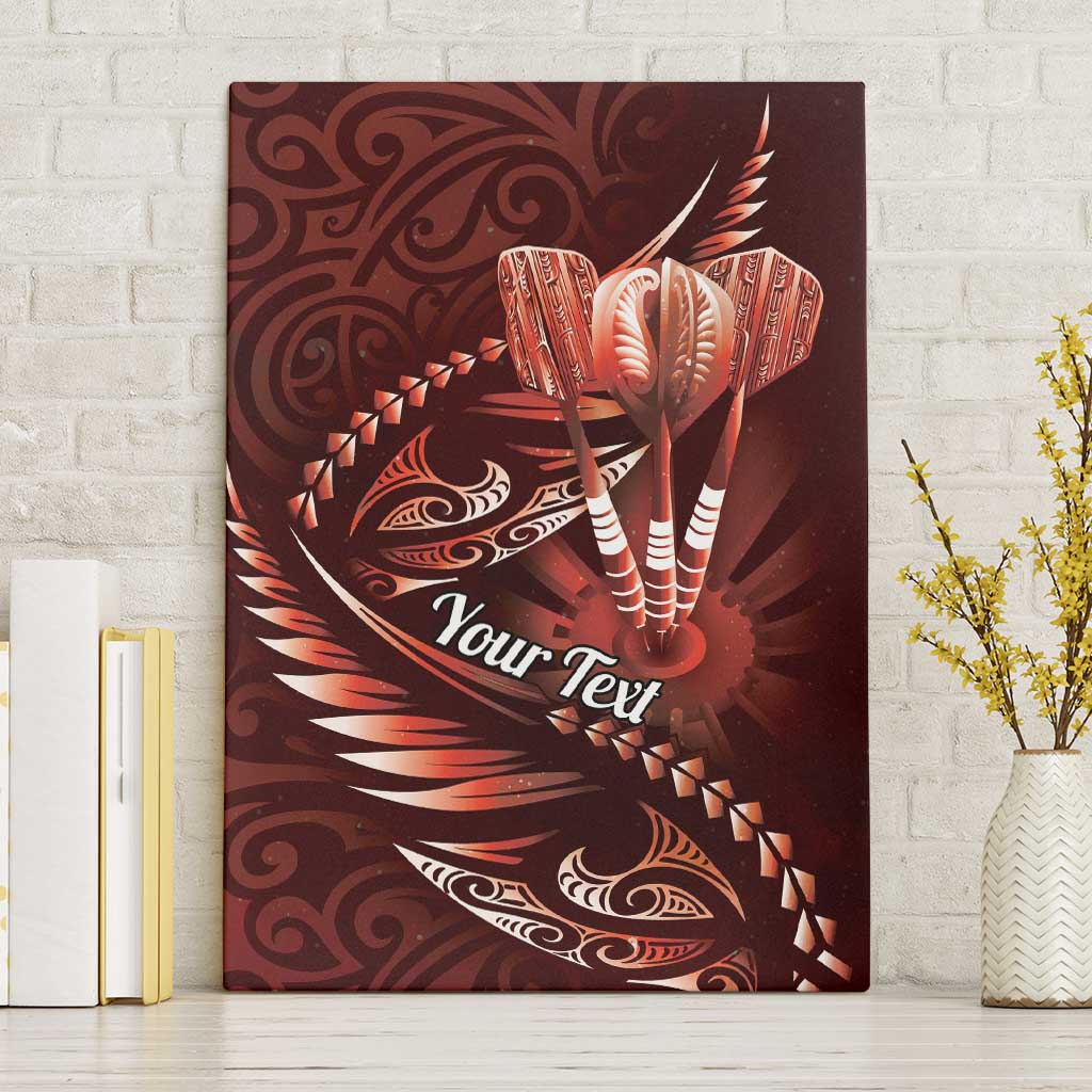 Personalised All Red New Zealand Darts Canvas Wall Art Aoteroa Fern Maori Galaxy Style LT14 Without Frame Red - Polynesian Pride