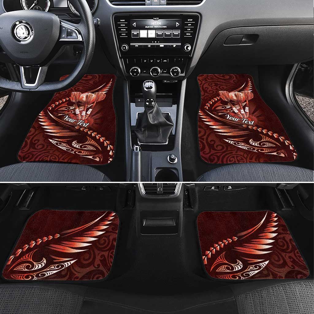 Personalised All Red New Zealand Darts Car Mats Aoteroa Fern Maori Galaxy Style LT14 Set 4pcs Red - Polynesian Pride
