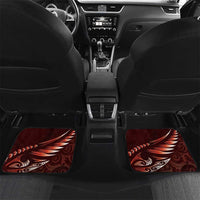Personalised All Red New Zealand Darts Car Mats Aoteroa Fern Maori Galaxy Style LT14 Set 2pcs - Back Red - Polynesian Pride