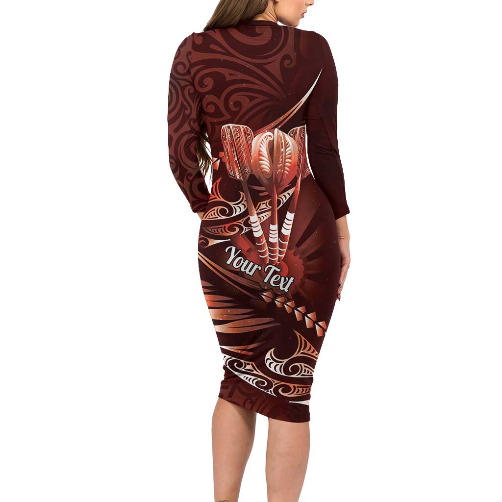 Personalised All Red New Zealand Darts Family Matching Long Sleeve Bodycon Dress and Hawaiian Shirt Aoteroa Fern Maori Galaxy Style LT14 - Polynesian Pride