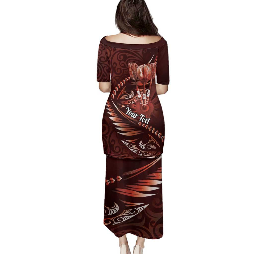 Personalised All Red New Zealand Darts Family Matching Puletasi and Hawaiian Shirt Aoteroa Fern Maori Galaxy Style LT14 - Polynesian Pride