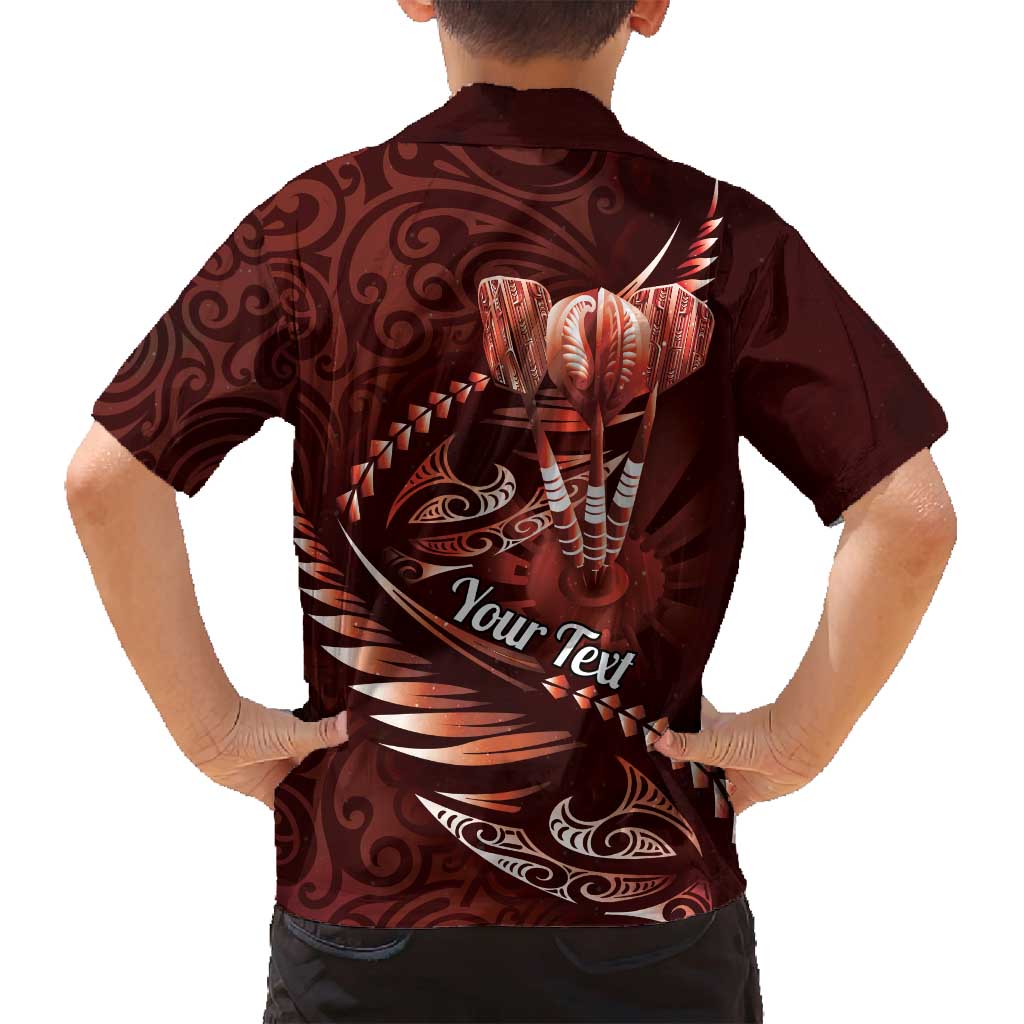 Personalised All Red New Zealand Darts Family Matching Summer Maxi Dress and Hawaiian Shirt Aoteroa Fern Maori Galaxy Style LT14 - Polynesian Pride