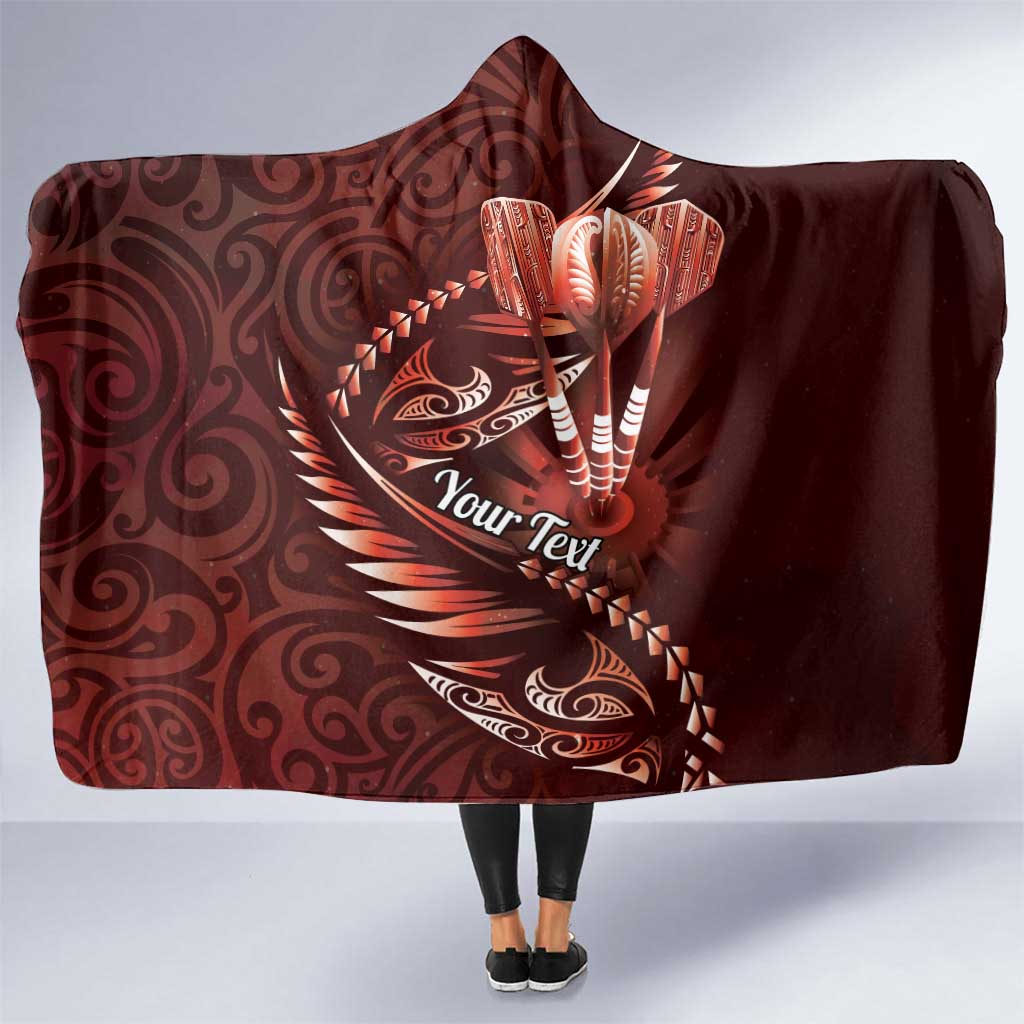 Personalised All Red New Zealand Darts Hooded Blanket Aoteroa Fern Maori Galaxy Style LT14 One Size Red - Polynesian Pride