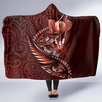 Personalised All Red New Zealand Darts Hooded Blanket Aoteroa Fern Maori Galaxy Style LT14 One Size Red - Polynesian Pride