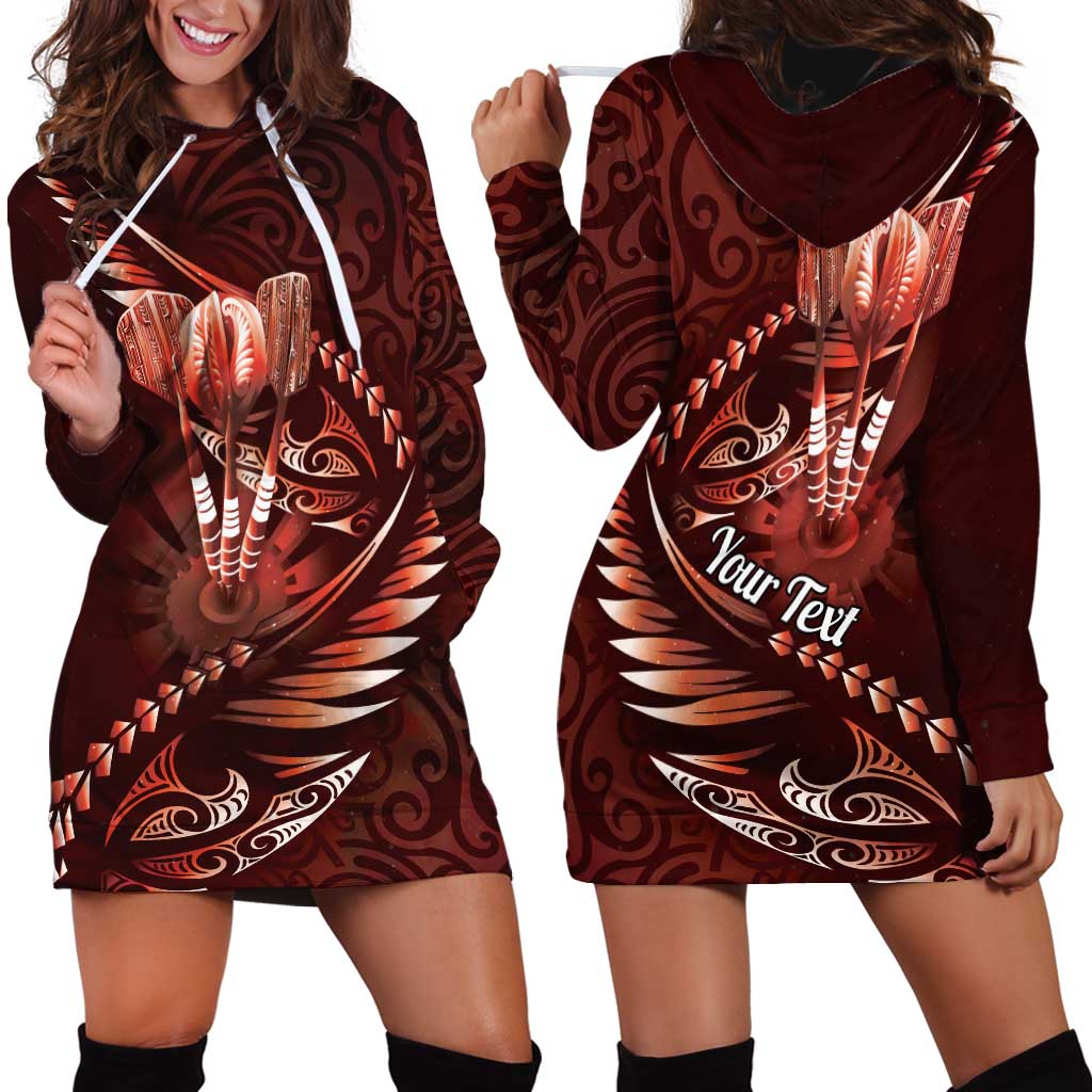 Personalised All Red New Zealand Darts Hoodie Dress Aoteroa Fern Maori Galaxy Style LT14 - Polynesian Pride