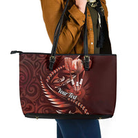 Personalised All Red New Zealand Darts Leather Tote Bag Aoteroa Fern Maori Galaxy Style LT14 - Polynesian Pride