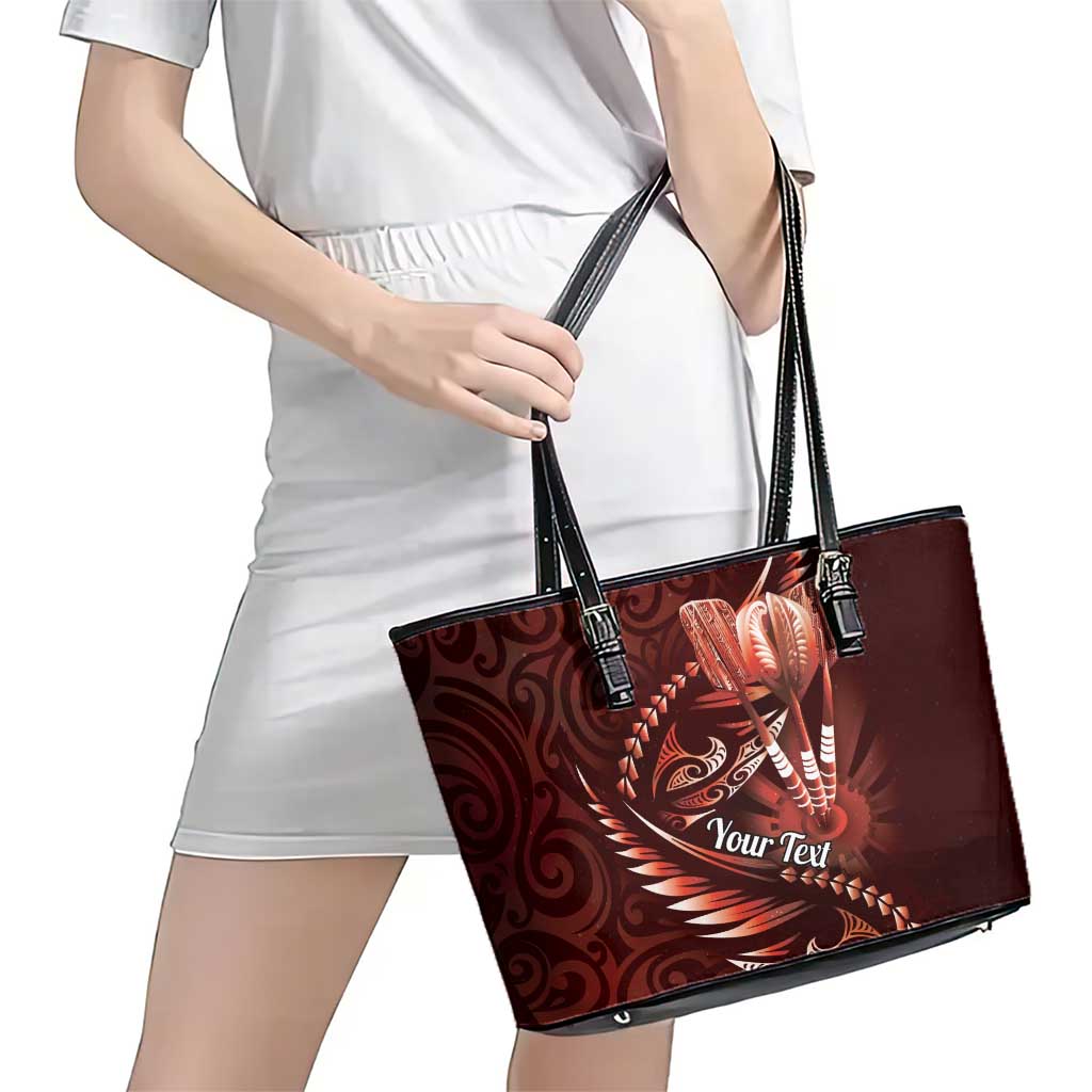 Personalised All Red New Zealand Darts Leather Tote Bag Aoteroa Fern Maori Galaxy Style LT14 - Polynesian Pride