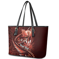 Personalised All Red New Zealand Darts Leather Tote Bag Aoteroa Fern Maori Galaxy Style LT14 - Polynesian Pride