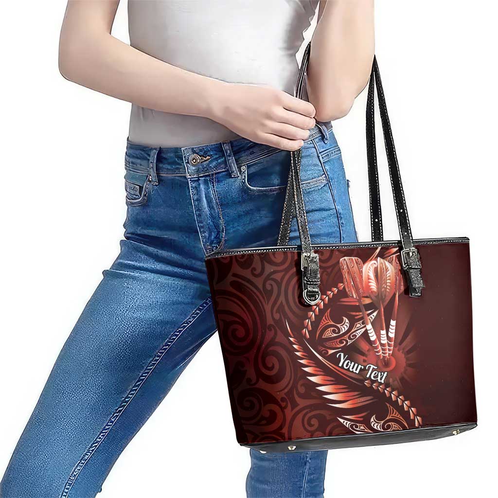 Personalised All Red New Zealand Darts Leather Tote Bag Aoteroa Fern Maori Galaxy Style LT14 - Polynesian Pride