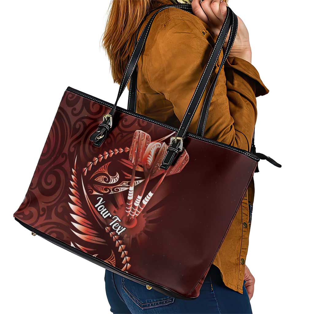 Personalised All Red New Zealand Darts Leather Tote Bag Aoteroa Fern Maori Galaxy Style LT14 - Polynesian Pride