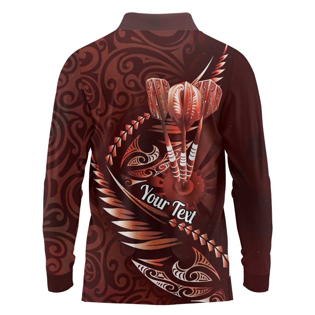 Personalised All Red New Zealand Darts Long Sleeve Polo Shirt Aoteroa Fern Maori Galaxy Style LT14 - Polynesian Pride