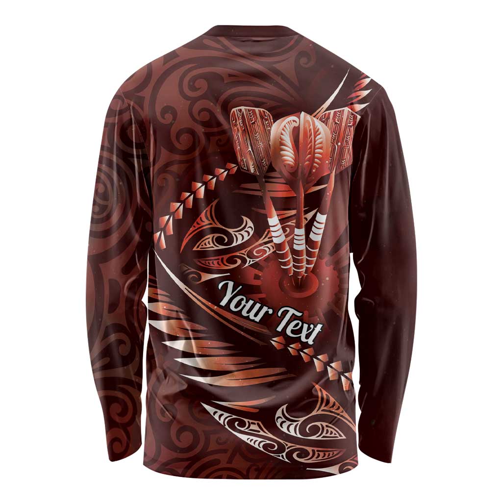 Personalised All Red New Zealand Darts Long Sleeve Shirt Aoteroa Fern Maori Galaxy Style LT14 - Polynesian Pride