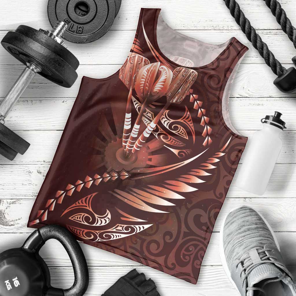 Personalised All Red New Zealand Darts Men Tank Top Aoteroa Fern Maori Galaxy Style LT14 - Polynesian Pride