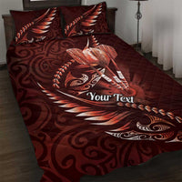 Personalised All Red New Zealand Darts Quilt Bed Set Aoteroa Fern Maori Galaxy Style LT14 Red - Polynesian Pride