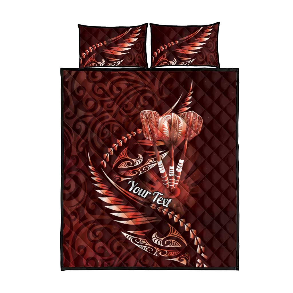 Personalised All Red New Zealand Darts Quilt Bed Set Aoteroa Fern Maori Galaxy Style LT14 - Polynesian Pride
