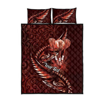 Personalised All Red New Zealand Darts Quilt Bed Set Aoteroa Fern Maori Galaxy Style LT14 - Polynesian Pride