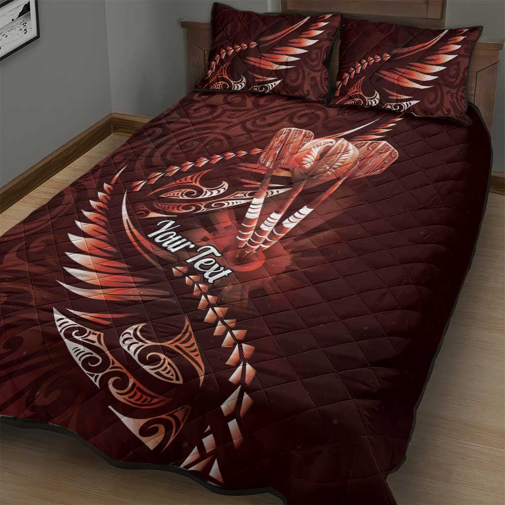 Personalised All Red New Zealand Darts Quilt Bed Set Aoteroa Fern Maori Galaxy Style LT14 - Polynesian Pride
