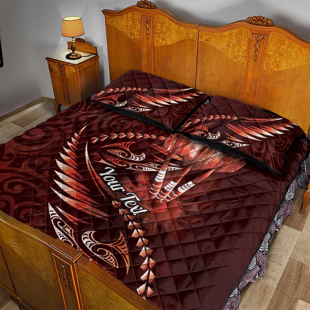 Personalised All Red New Zealand Darts Quilt Bed Set Aoteroa Fern Maori Galaxy Style LT14 - Polynesian Pride
