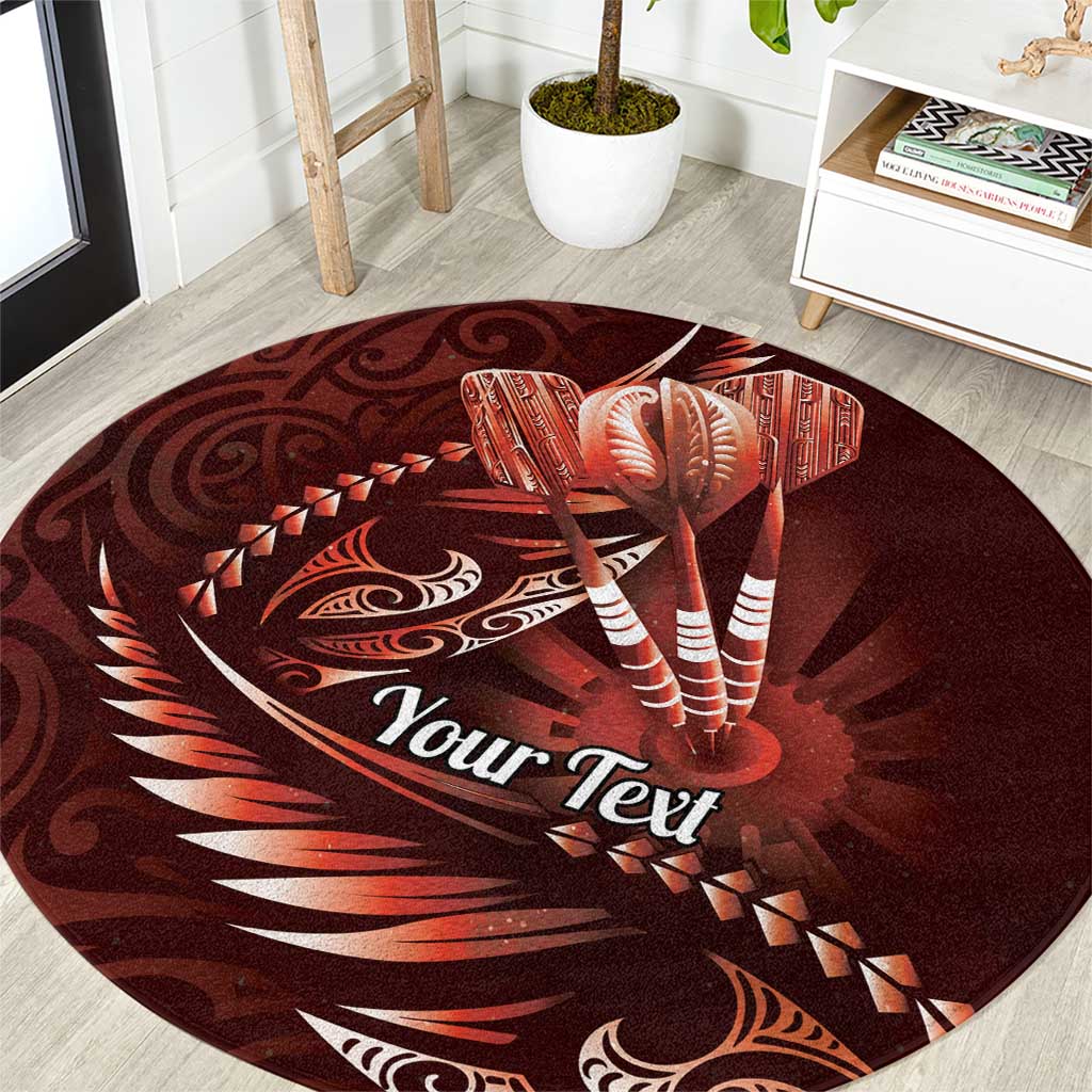 Personalised All Red New Zealand Darts Round Carpet Aoteroa Fern Maori Galaxy Style LT14 Red - Polynesian Pride