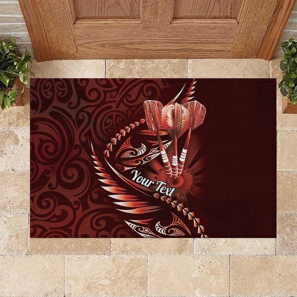 Personalised All Red New Zealand Darts Rubber Doormat Aoteroa Fern Maori Galaxy Style LT14 Red - Polynesian Pride