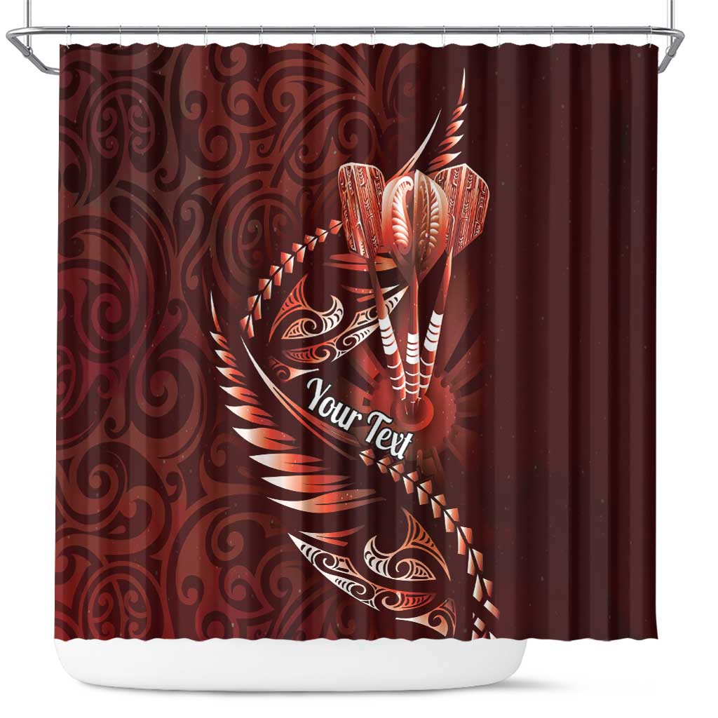Personalised All Red New Zealand Darts Shower Curtain Aoteroa Fern Maori Galaxy Style LT14 Red - Polynesian Pride