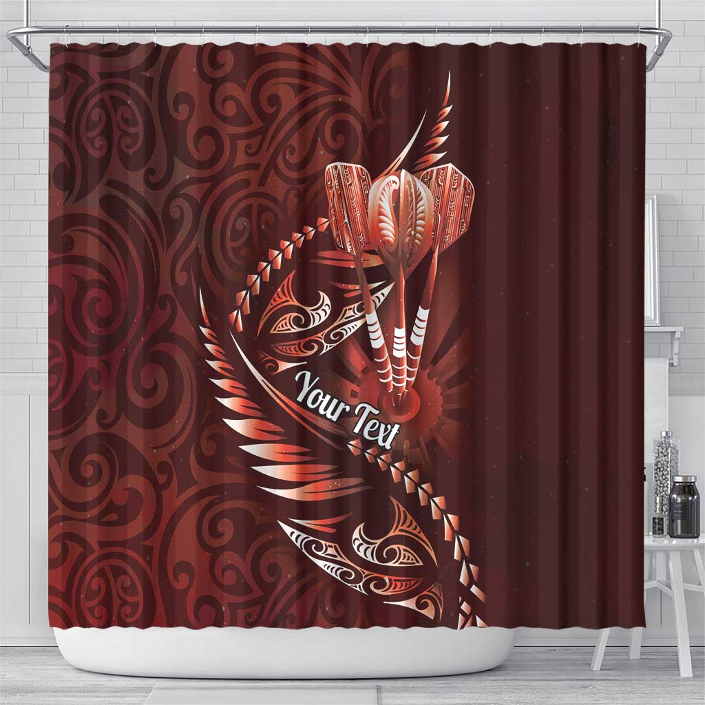Personalised All Red New Zealand Darts Shower Curtain Aoteroa Fern Maori Galaxy Style LT14 - Polynesian Pride