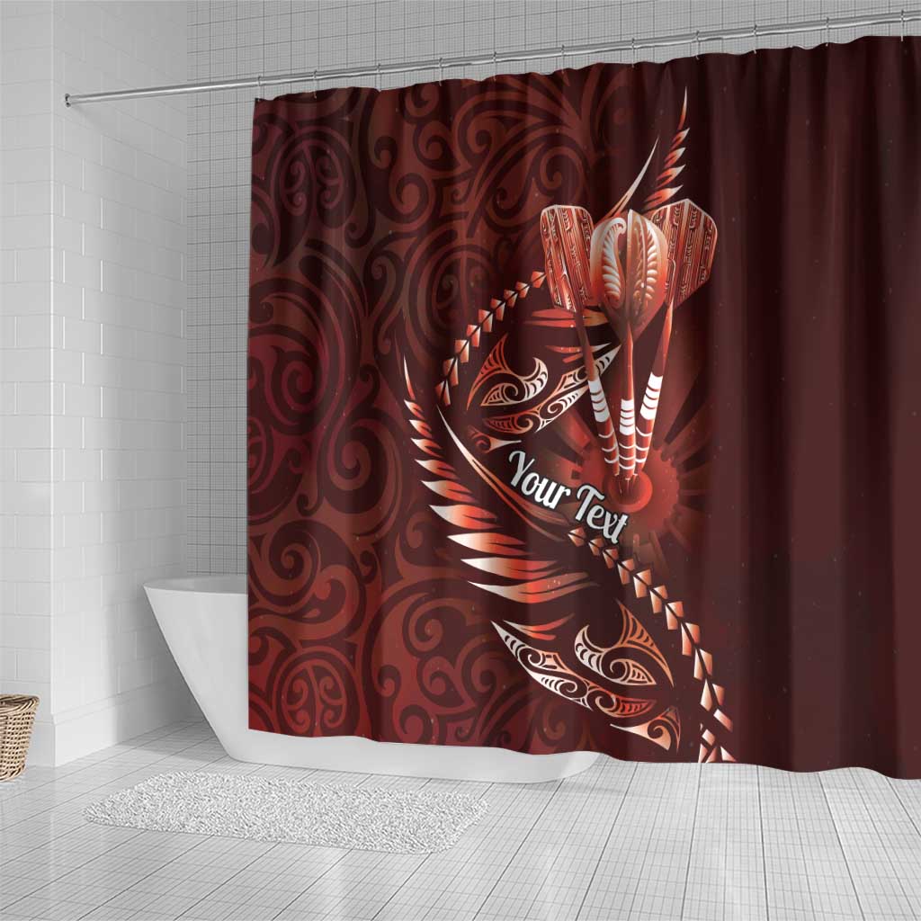 Personalised All Red New Zealand Darts Shower Curtain Aoteroa Fern Maori Galaxy Style LT14 - Polynesian Pride