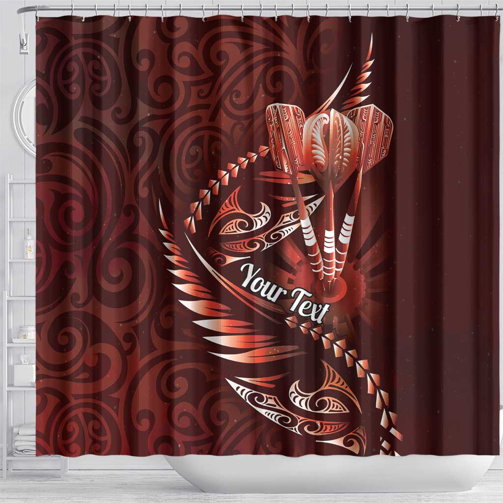 Personalised All Red New Zealand Darts Shower Curtain Aoteroa Fern Maori Galaxy Style LT14 - Polynesian Pride