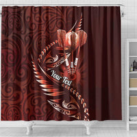 Personalised All Red New Zealand Darts Shower Curtain Aoteroa Fern Maori Galaxy Style LT14 - Polynesian Pride