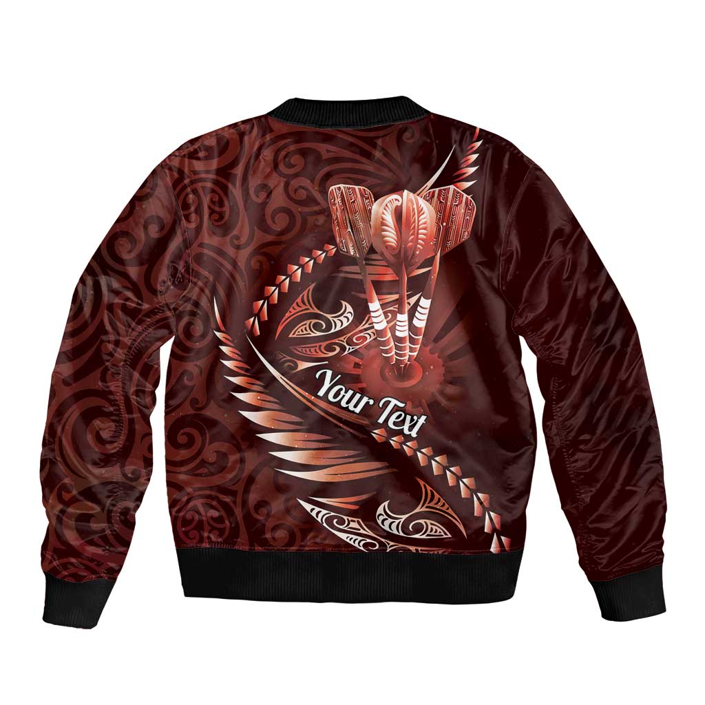 Personalised All Red New Zealand Darts Sleeve Zip Bomber Jacket Aoteroa Fern Maori Galaxy Style LT14 - Polynesian Pride