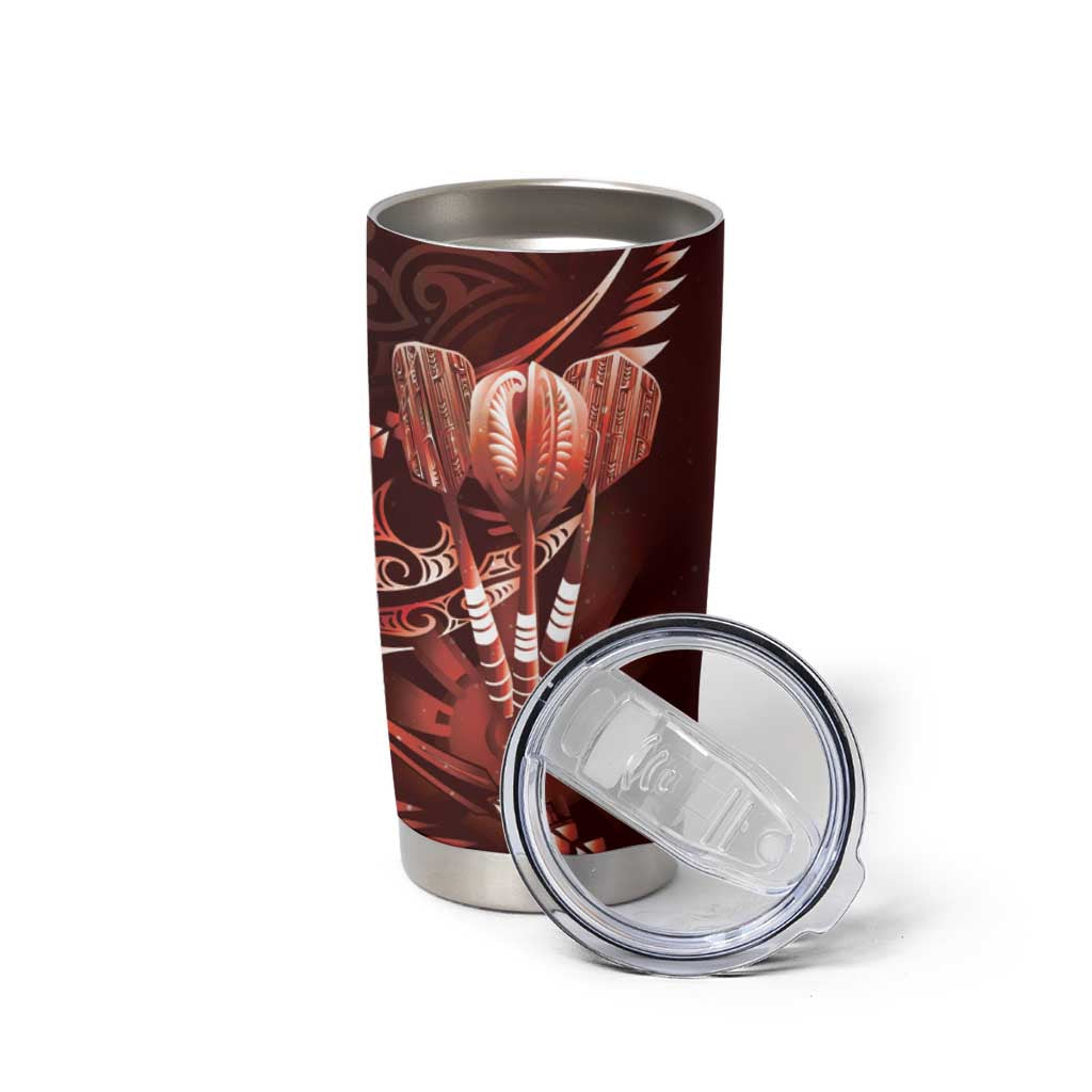All Red New Zealand Darts Tumbler Cup Aoteroa Fern Maori Galaxy Style LT14 - Polynesian Pride