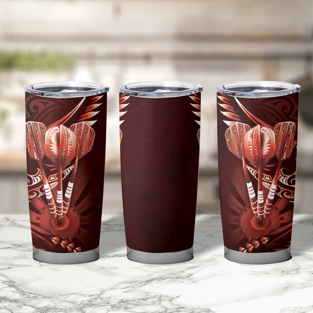 All Red New Zealand Darts Tumbler Cup Aoteroa Fern Maori Galaxy Style LT14 - Polynesian Pride