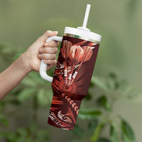 All Red New Zealand Darts Tumbler With Handle Aoteroa Fern Maori Galaxy Style LT14 - Polynesian Pride