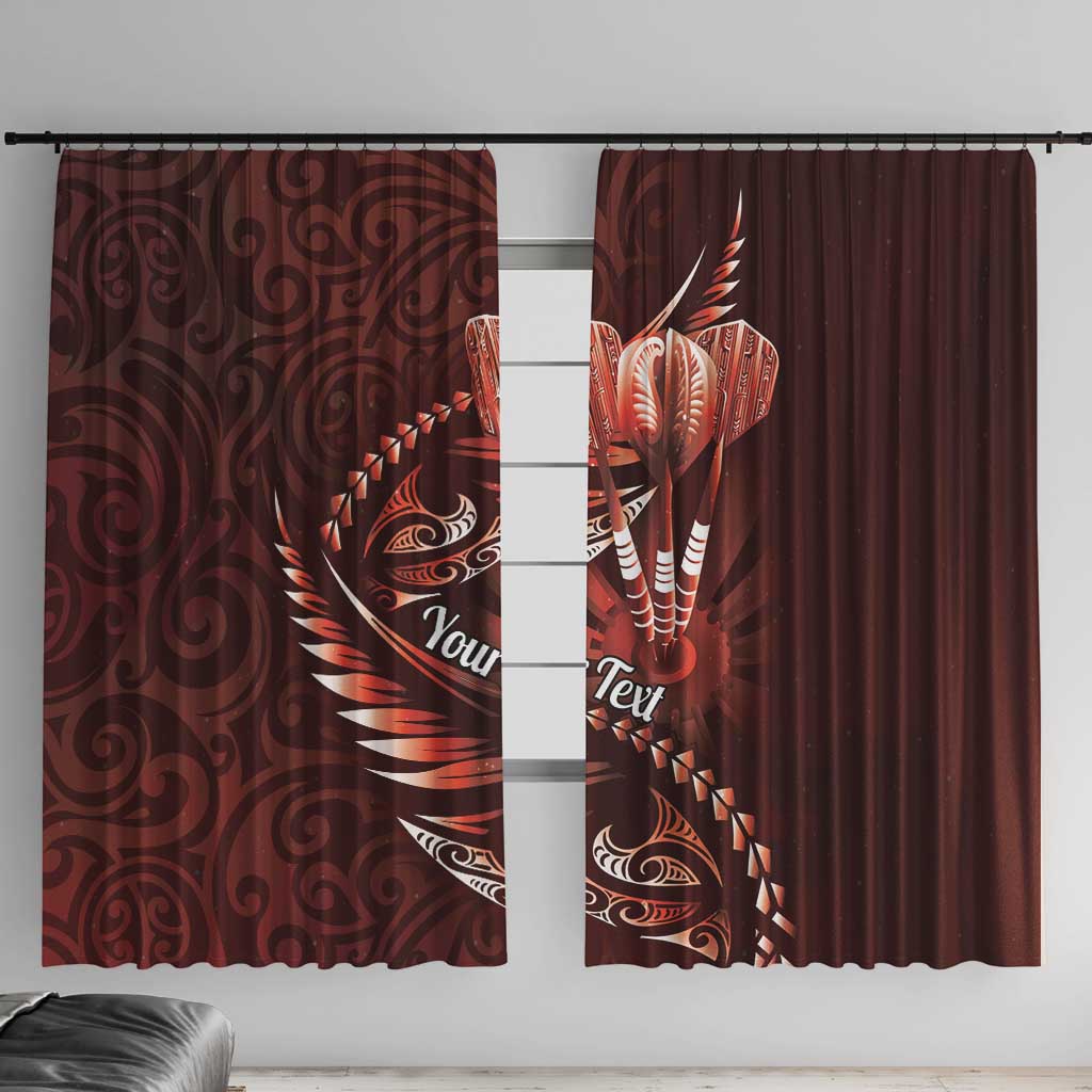 Personalised All Red New Zealand Darts Window Curtain Aoteroa Fern Maori Galaxy Style LT14 With Hooks Red - Polynesian Pride