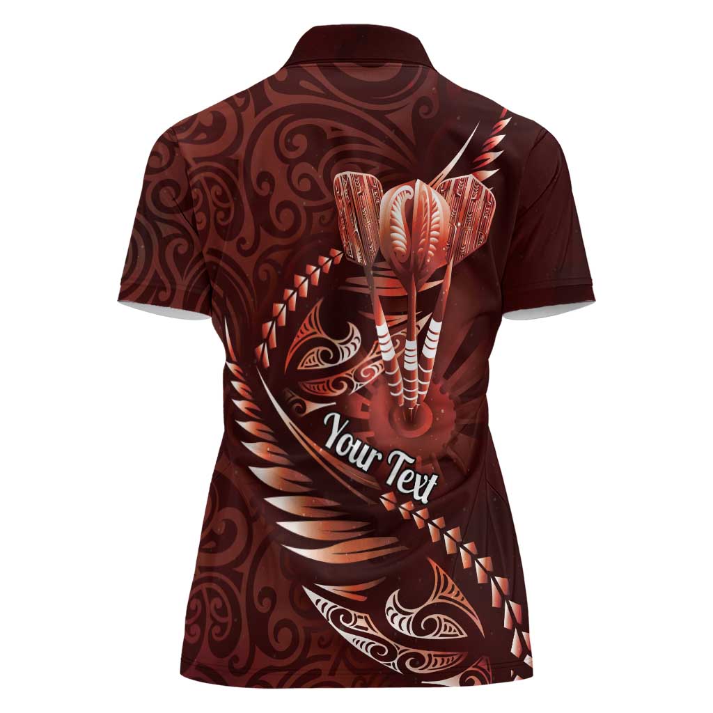 Personalised All Red New Zealand Darts Women Polo Shirt Aoteroa Fern Maori Galaxy Style LT14 - Polynesian Pride