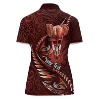 Personalised All Red New Zealand Darts Women Polo Shirt Aoteroa Fern Maori Galaxy Style LT14 - Polynesian Pride