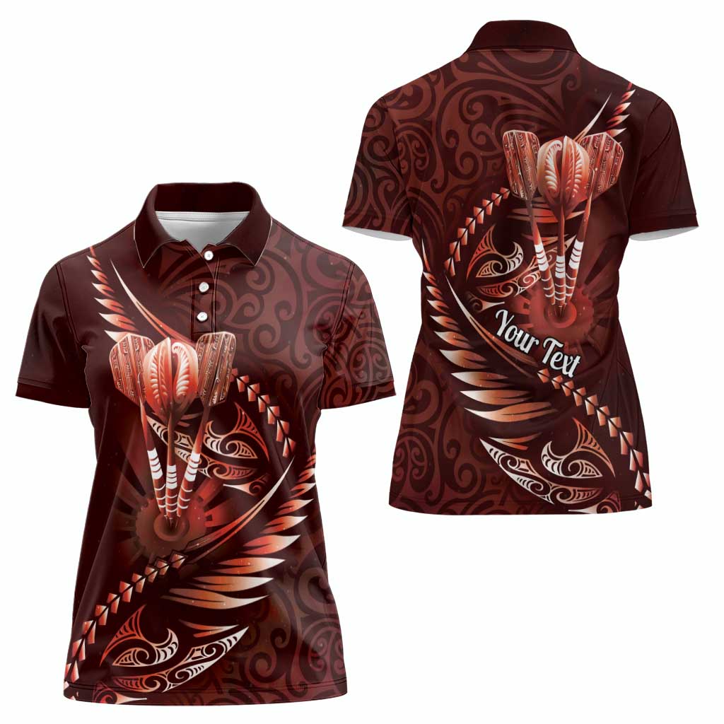 Personalised All Red New Zealand Darts Women Polo Shirt Aoteroa Fern Maori Galaxy Style LT14 - Polynesian Pride