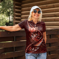 Personalised All Red New Zealand Darts Women Polo Shirt Aoteroa Fern Maori Galaxy Style LT14 - Polynesian Pride