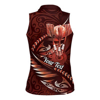 Personalised All Red New Zealand Darts Women Sleeveless Polo Shirt Aoteroa Fern Maori Galaxy Style LT14 - Polynesian Pride
