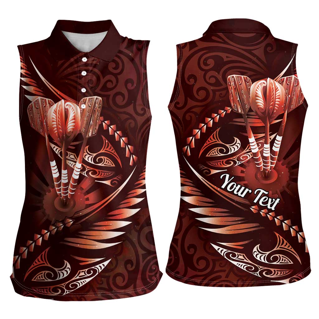 Personalised All Red New Zealand Darts Women Sleeveless Polo Shirt Aoteroa Fern Maori Galaxy Style LT14 - Polynesian Pride