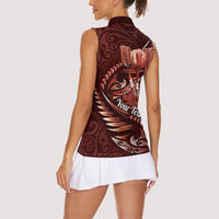 Personalised All Red New Zealand Darts Women Sleeveless Polo Shirt Aoteroa Fern Maori Galaxy Style LT14 - Polynesian Pride