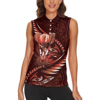 Personalised All Red New Zealand Darts Women Sleeveless Polo Shirt Aoteroa Fern Maori Galaxy Style LT14 - Polynesian Pride