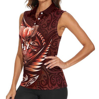 Personalised All Red New Zealand Darts Women Sleeveless Polo Shirt Aoteroa Fern Maori Galaxy Style LT14 - Polynesian Pride