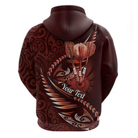 Personalised All Red New Zealand Darts Zip Hoodie Aoteroa Fern Maori Galaxy Style LT14 - Polynesian Pride