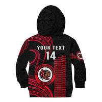 Personalised Hawaii Kahuku High And Intermediate School Kid Hoodie Red Raiders Kakau Pattern LT14 - Polynesian Pride