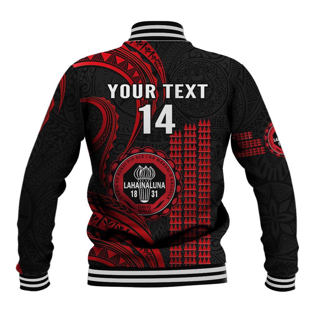 Personalised Hawaii Lahainaluna High School Baseball Jacket Polynesian Kakau Pattern LT14 - Polynesian Pride