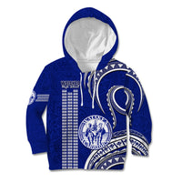 Personalised Hawaii Waiakea High School Kid Hoodie Polynesian Kakau Pattern LT14 Hoodie Blue - Polynesian Pride