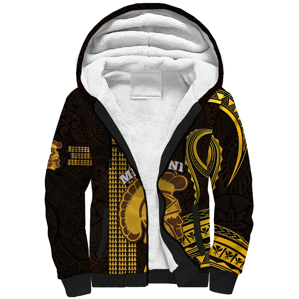 Personalised Hawaii Mililani High School Sherpa Hoodie Polynesian Kakau Pattern LT14 Unisex Gold - Polynesian Pride