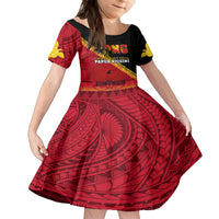 Papua New Guinea Kid Short Sleeve Dress Independen Stet bilong Papua Niugini Unique Version LT14 KID Red - Polynesian Pride