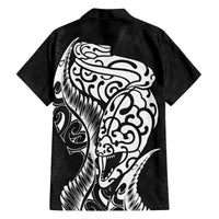 New Zealand Eel Family Matching Off Shoulder Short Dress and Hawaiian Shirt Tuna Aotearoa Maori Patten - Black LT14 - Polynesian Pride